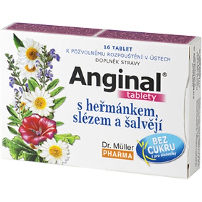 Dr. Müller Anginal s heřmánkem,slézem a šalvějí 16 tablet