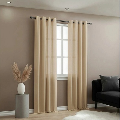 Dekorační dlouhý jednobarevný závěs s kroužky EASY TOP béžová 1x140x250 cm (cena za 1 kus) MyBestHome