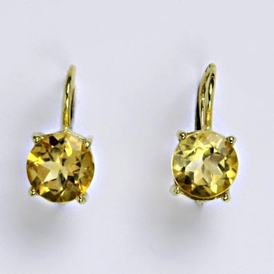 Čištín Zlaté náušnice,přírodní citrín pálený, žluté i bílé zlato - NK 1252