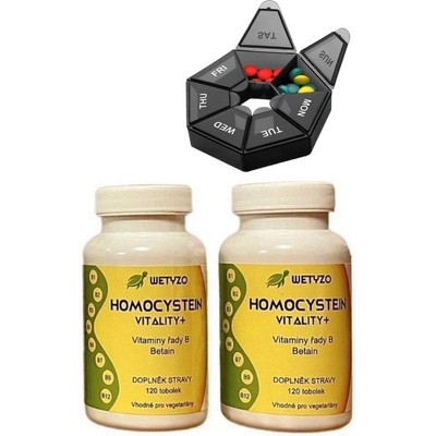 HCY Vitality Homocystein s Betainem + týdenní dávkovač léků 240 tablet