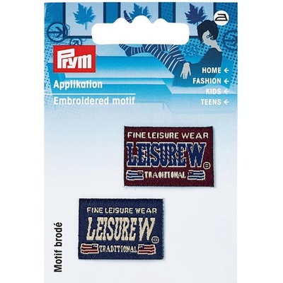 PRYM Nášivka džínsový štítok Leisure Wear, nažehľovacia, modrá/červená