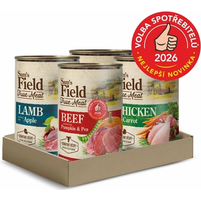 Sam's Field True Meat Mix hovězí s dýní a hrachem, kuřecí s