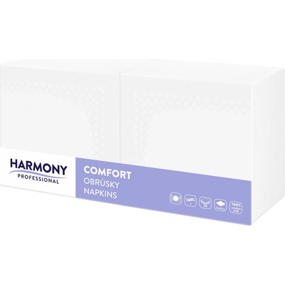 Harmony Professional brousky 33x33cm, 2 vrstvá celulóza, bílé, 250 ks