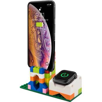 SwitchEasy Blocks Charging Stand - поставка (докинг станция) тип лего за iPhone и Apple Watch (бял)