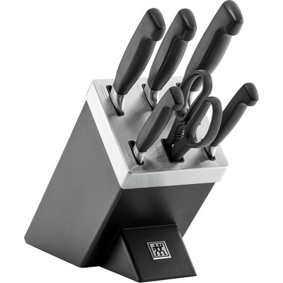 ZWILLING zwilling four star 35145-007-0 комплект кухненски ножове, в поставка, 7 части, Черен (35145-007-0)