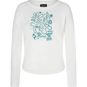 super. natural Дамски вълнен пуловер super. natural Women's Under The Sea Crew Longsleeve - Fresh White / White Stone / Lagoon Green (105-7098-0112)