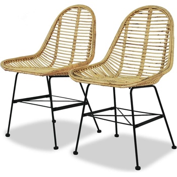 vidaXL Трапезни столове, 2 бр, естествен ратан (244569)