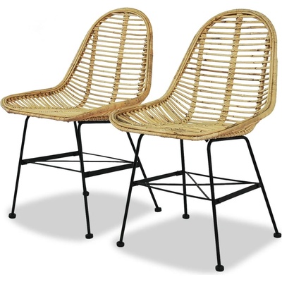 vidaXL Трапезни столове, 2 бр, естествен ратан (244569)