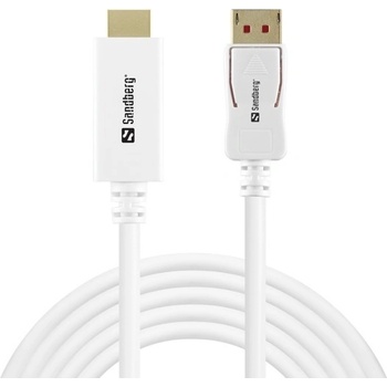 Sandberg Кабел Sandberg SNB-509-16, от DisplayPort(м) към HDMI(м), 4K@60Hz, 2m, бял (SNB-509-16)