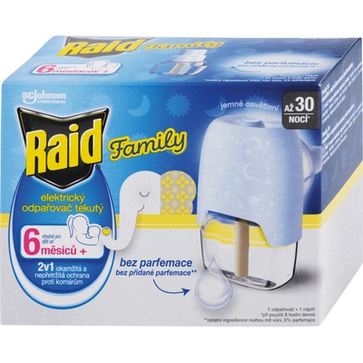 Raid Family elektrický odparovač s tekutou náplňou proti komárom 30 nocí 21 ml