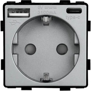 Luxon КОНТАКТ С usb-a+c И ДЕТСКА ЗАЩИТА МЕХАНИЗЪМ СИВ luxon (737494801379)