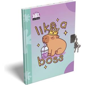 LIZZY Книга за спомени с катинарче, A5, твърди корици, LIZZYSULI "Lollipop Capybara", зелено-лилаво (7490225000)