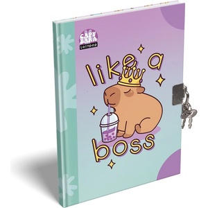 LIZZY Книга за спомени с катинарче, A5, твърди корици, LIZZYSULI "Lollipop Capybara", зелено-лилаво (7490225000)