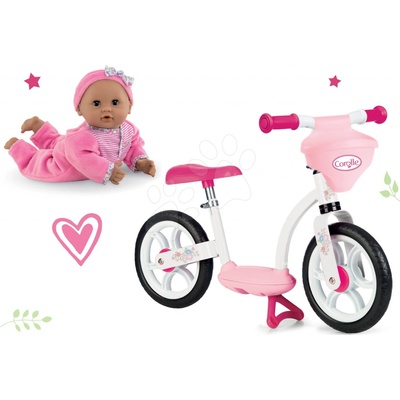 Smoby Set balančné s košíkom Corolle Comfort s bábikou Máriou v ružových šatách 30 cm