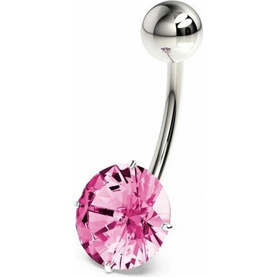 S4U Stříbrný piercing do pupíku, zirkon 10 mm (růžová) BP01017-P
