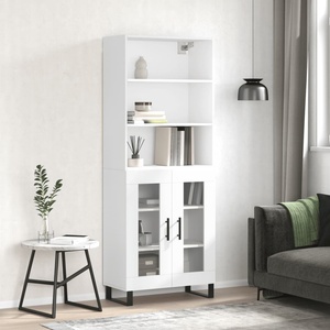 vidaXL Висок шкаф, бял, 69, 5x34x180 см, инженерно дърво (3189341)