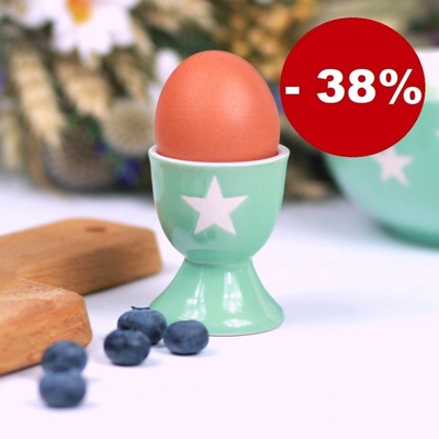 Krasilnikoff porcelánový stojan na vajíčko Minty green Stars
