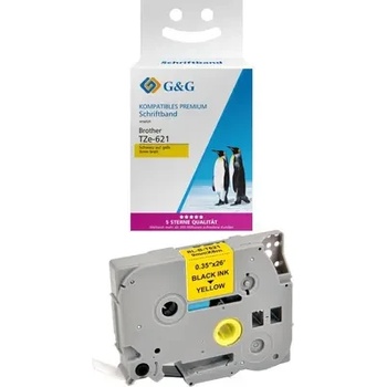 Image 1 of G&g - ninestar ЛЕНТА ЗА ЕТИКЕТНИ ПРИНТЕРИ BROTHER ТИП TZ - 9 mm x 8, 00 m - BLACK ON YELLOW TAPE - TZE-621 (TZE621) - PN RL-BR-TZ621-BK - G&G (300BRATZE621GG)