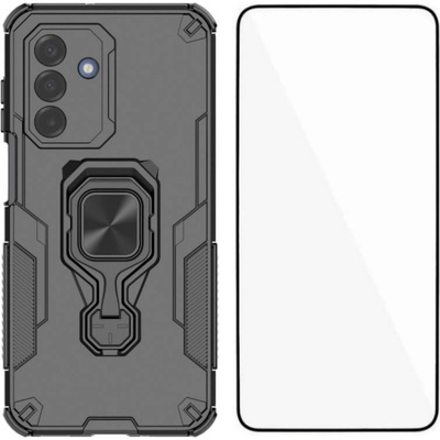 Samsung WANLONFENG Защитен калъф с Протектор за Samsung Galaxy A17 5G / A17 4G | Удароустойчив PC+TPU, Стойка, Темперирано стъкло | Черен, Сив, Син, Розов, Зелен