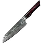 HARAHU Дамаски кухненски нож YO-37404 - Santoku / Червен / Син KP37404
