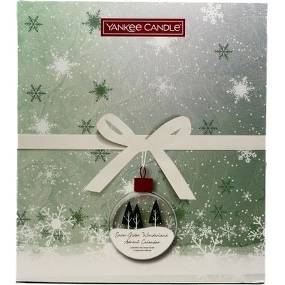 Yankee Candle Snow Globe Wonderland adventný kalendár kniha 12 x 37 g 12 x 9,8 g sklenený svietnik