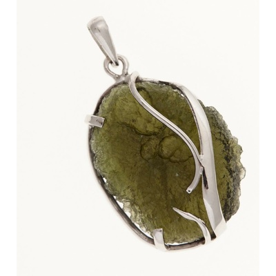 My Moldavite Zlatý přívěsek s přírodním vltavínem 7861