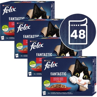 FELIX Капсули FELIX Fantastic вкусен избор с пиле, с говеждо, с заек, с агнешко 48 x 85 г