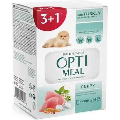 Optimeal Superpremium Puppy s krůtím masem a mrkví v omáčce 4 x 100 g