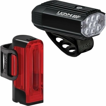 Lezyne Micro Drive 800+/Strip 300 Pair Satin Black/Black Front 800 (1-LED-2P-V1637)