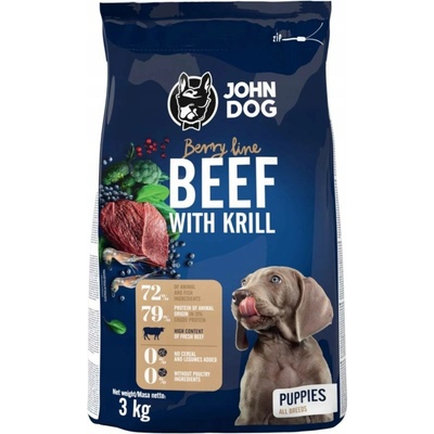 John Dog pro štěňata středních plemen bez obilovin hovězí 3 kg