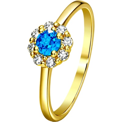 Zlaton Prsten žluté zlato květina s topazem a diamanty N21102501209