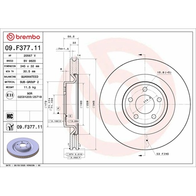 Brzdový kotúč BREMBO 09.F377.11 (09F37711)