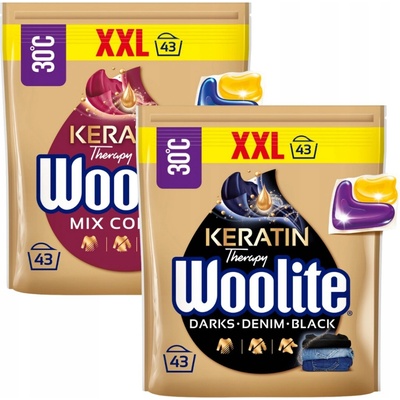 Woolite Kapsule s keratínom mix na pranie Color Dark Black Jeans 2 x 43 PD