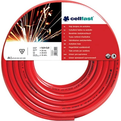 Hadica Cellfast 20-010, Acetylene 9,0x3,0 mm, L-50 m