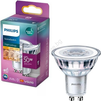 Philips LED крушка Philips SCENE SWITCH PAR16 GU10/4, 8W/230V 2200/2500/2700K (P6843)