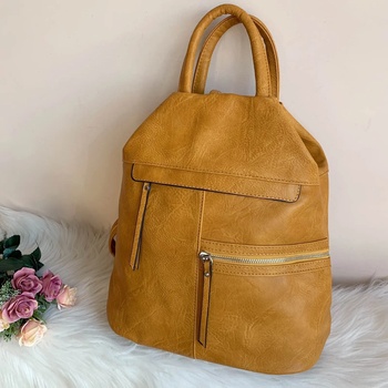 Image 1 of Жълта кожена чанта/раница Италиански модел Е-7179