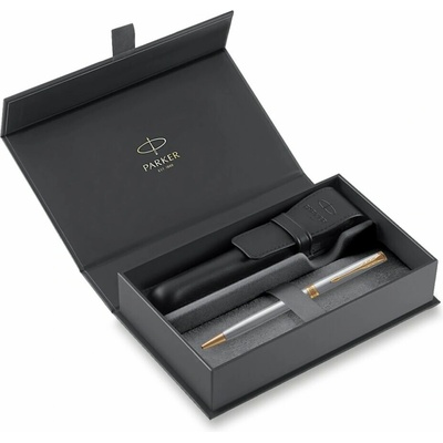Parker Sonnet Stainless Steel GT kuličkové pero dárková sada s koženým pouzdrem 1502/5291517 – Zboží Mobilmania