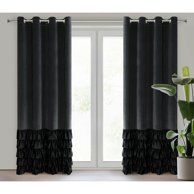 Takoy Záves CARLI zo zamatu zdobený jemnými volánmi 140 x 250 cm-HF-454057 | 140 x 250 cm