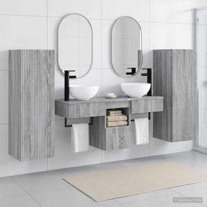 vidaXL Комплект мебели за баня 5 бр. Сив Сонома 33 x 34, 5 x 100 см (3405969)