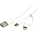 Roline 11.02.8325 USB 2.0, USB A(M) - micro USB B(M) + redukce micro USB B(F), 1m, bílý