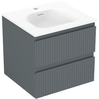 Mexen Rivel шкаф за баня 50 см с мивка Vela, 2 чекмеджета, рифелована, графит (91A20-05047-2-BFF66-W23M01)