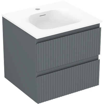 Mexen Rivel шкаф за баня 50 см с мивка Vela, 2 чекмеджета, рифелована, графит (91A20-05047-2-BFF66-W23M01)