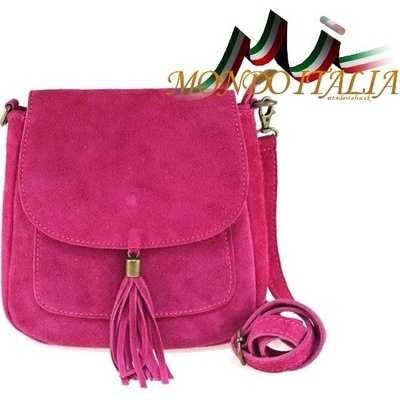 Made In Italy kožená kabelka cez rameno 1147 fuxia