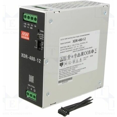 MEAN WELL XDR-480-12 Napájecí zdroj: spínaný; na lištu DIN; 480W; 12VDC; 0÷30A; OUT: 1