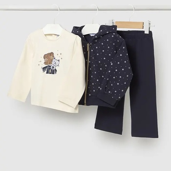 Mayoral Анцуг 3 части със суичър и панталон в тъмносиньо и бяла блуза за бебе момиче Mayoral(НЕ Е ВАТИРАН)