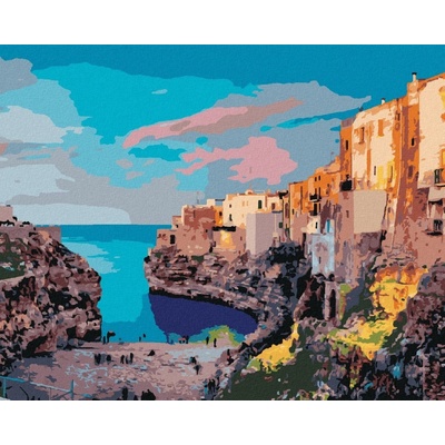 zuty Malování Podle Čísel Jarní Panorama Města Polignano 80 x 100 Cm Plátno Rám 8596530088073
