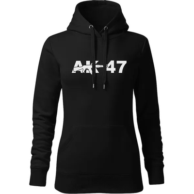 DRAGOWA дамски суитшърт с качулка, ak-47, черен, 320г/м2 (5844)