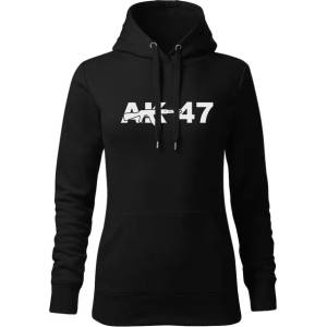 DRAGOWA дамски суитшърт с качулка, ak-47, черен, 320г/м2 (5844)