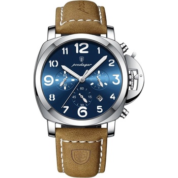 Poedagar Мъжки часовник Poedagar CS1831, естествена кожа, кафяв, син циферблат (CS1831)