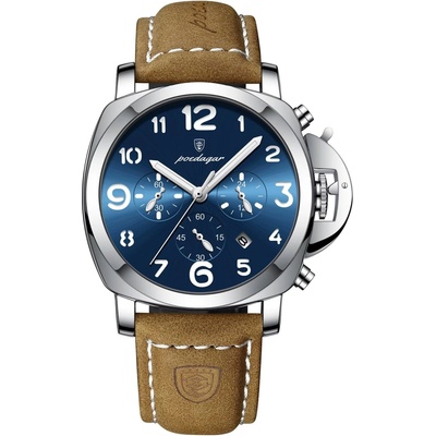 Poedagar Мъжки часовник Poedagar CS1831, естествена кожа, кафяв, син циферблат (CS1831)